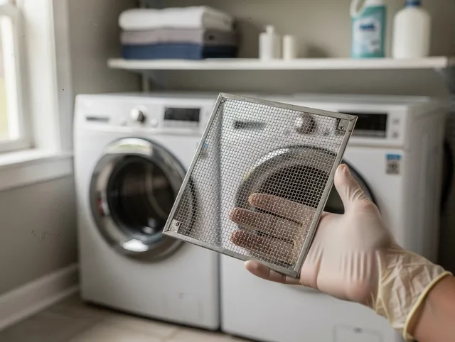 West Puente Valley Dryer Vent Cleaning specialist performing detailed lint trap cleaning service in West Puente Valley